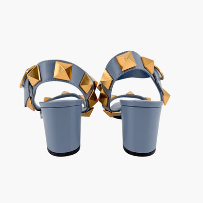 Valentino Garavani Roman Stud Blue Leather Sandals Size 39