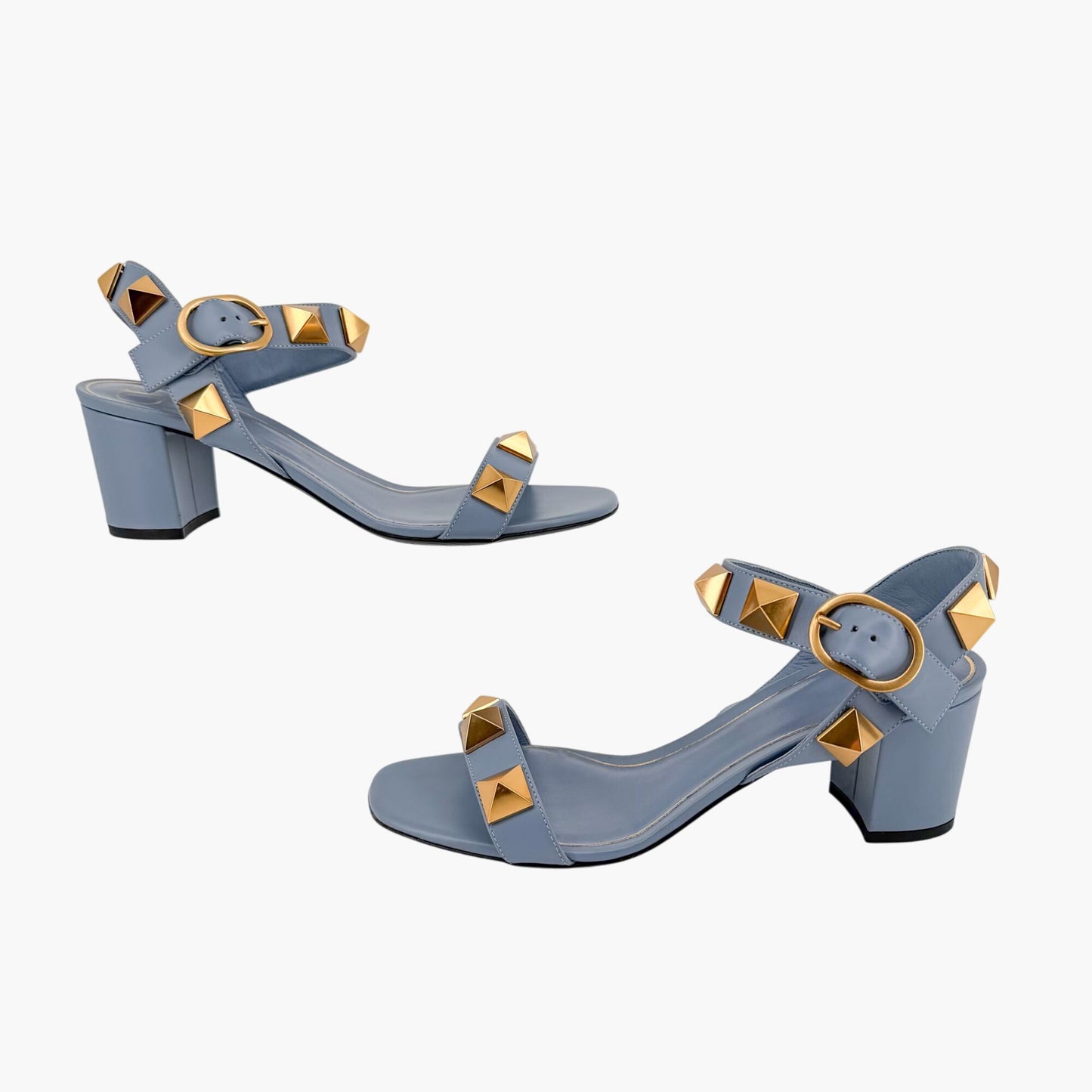 Valentino Garavani Roman Stud Blue Leather Sandals Size 39