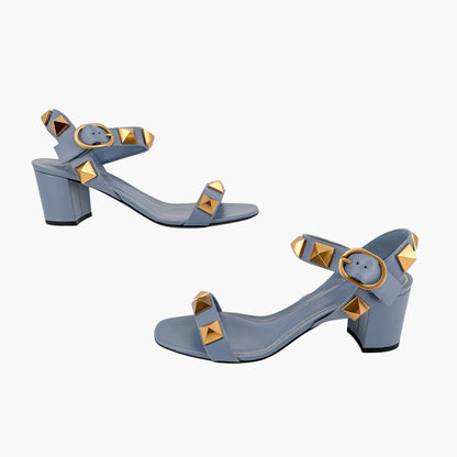 Valentino Garavani Roman Stud Blue Leather Sandals Size 39