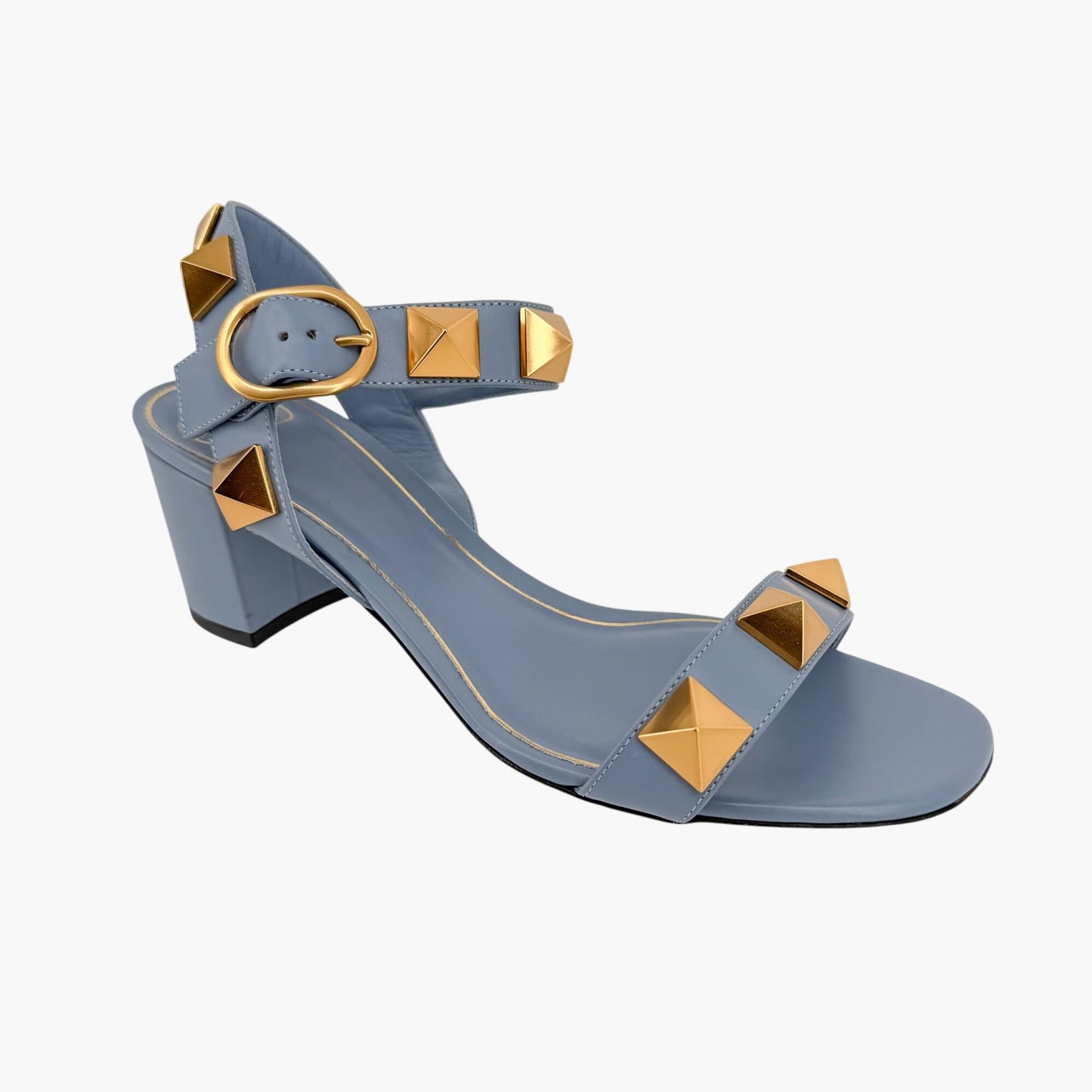 Valentino Garavani Roman Stud Blue Leather Sandals Size 39