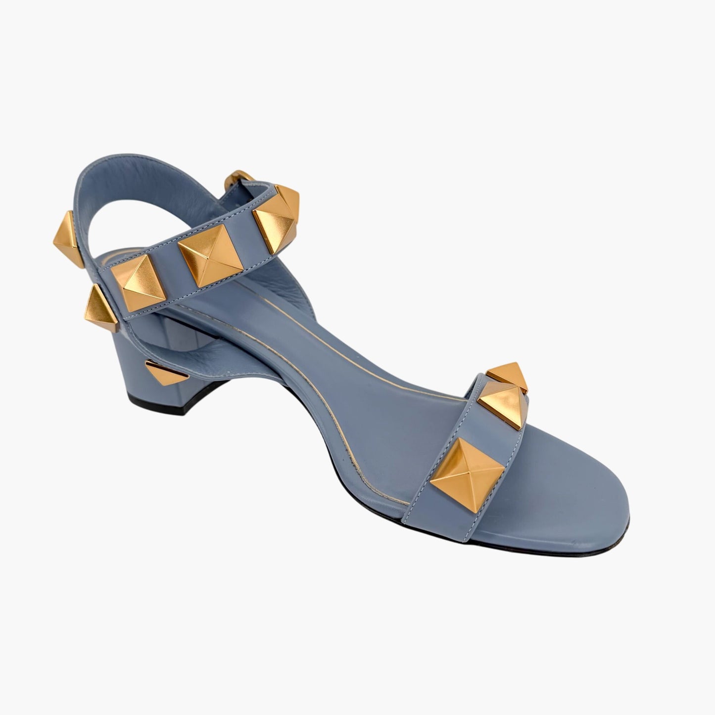 Valentino Garavani Roman Stud Blue Leather Sandals Size 39