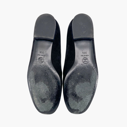 Chanel Camellia CC Ballet Flats in Black Suede – Size 38.5