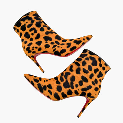 Christian Louboutin So Kate Booty 85 in Spicy Leopard Pony Hair Size 37.5