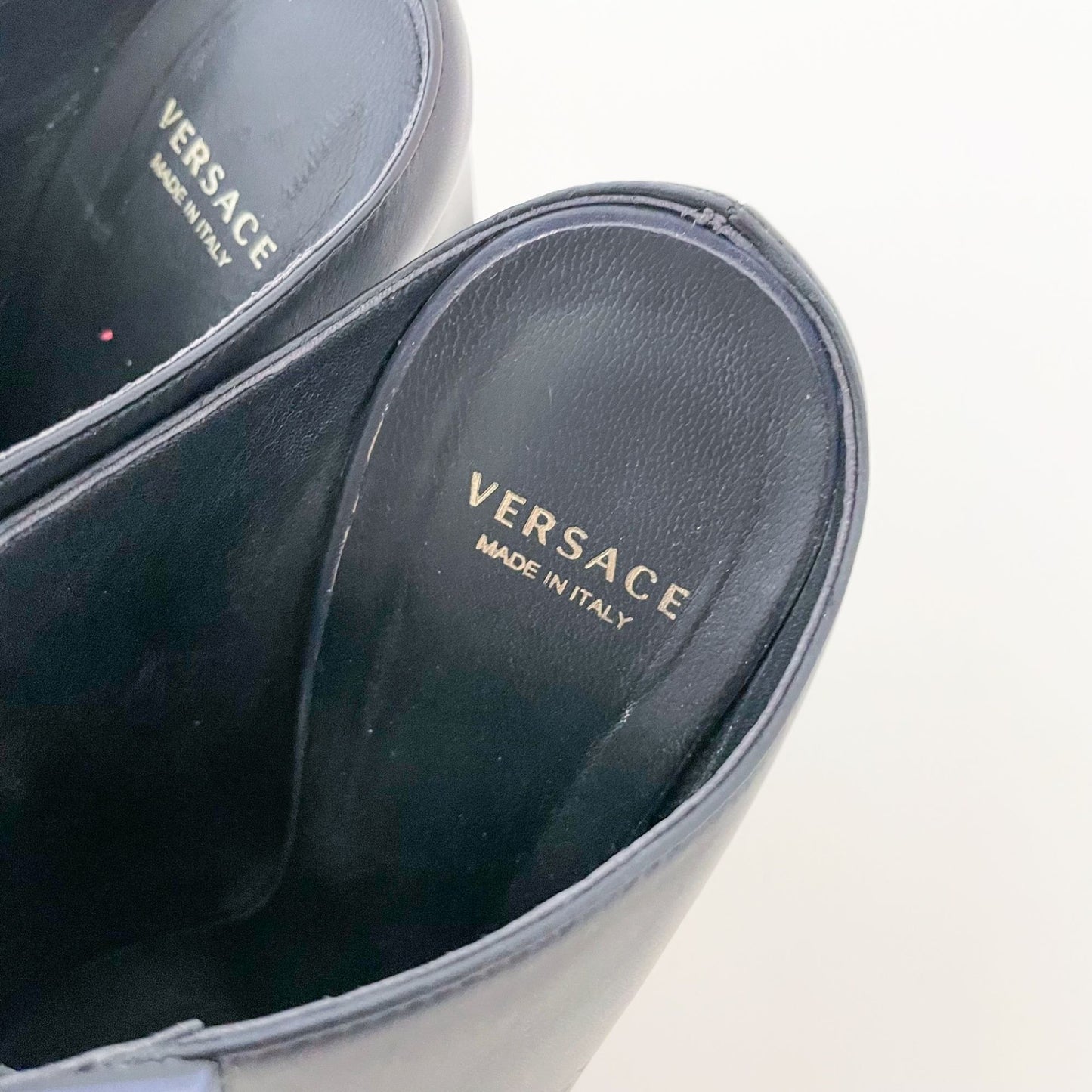 Versace Heeled Mules in Black Size 37