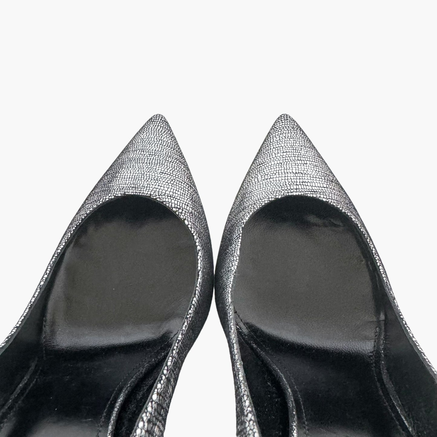 Saint Larent Opyum 110 YSL Heel Pumps in Metallic Silver Size 41