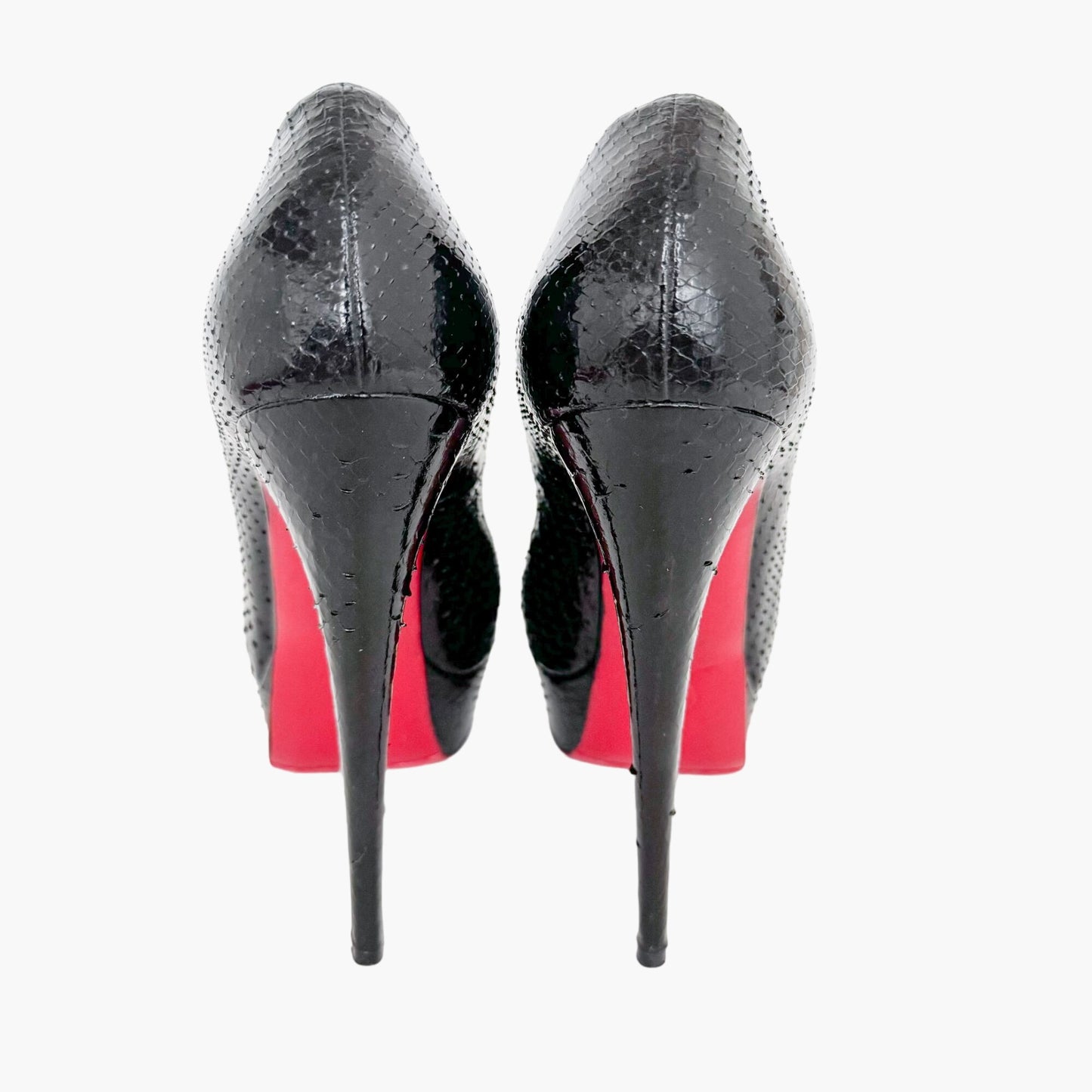 Christian Louboutin Lady Peep 150 Pumps in Black Python Size 39