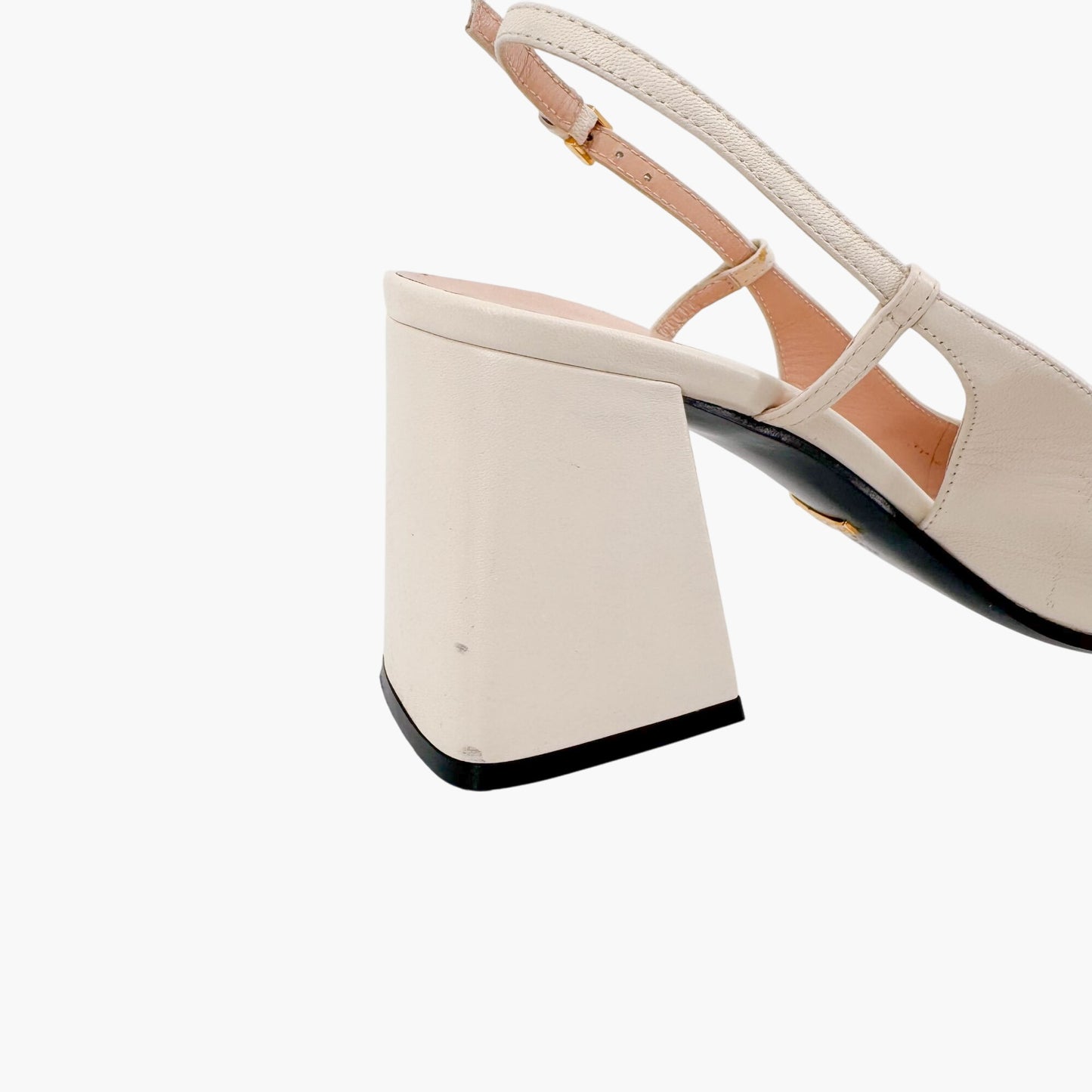 Gucci Baby Horsebit Slingback Pumps in White Leather Size 39.5