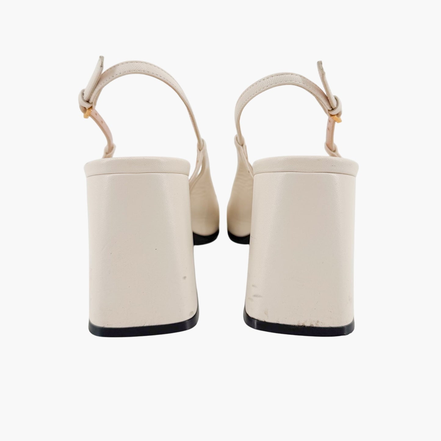 Gucci Baby Horsebit Slingback Pumps in White Leather Size 39.5