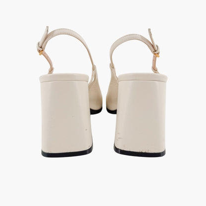 Gucci Baby Horsebit Slingback Pumps in White Leather Size 39.5