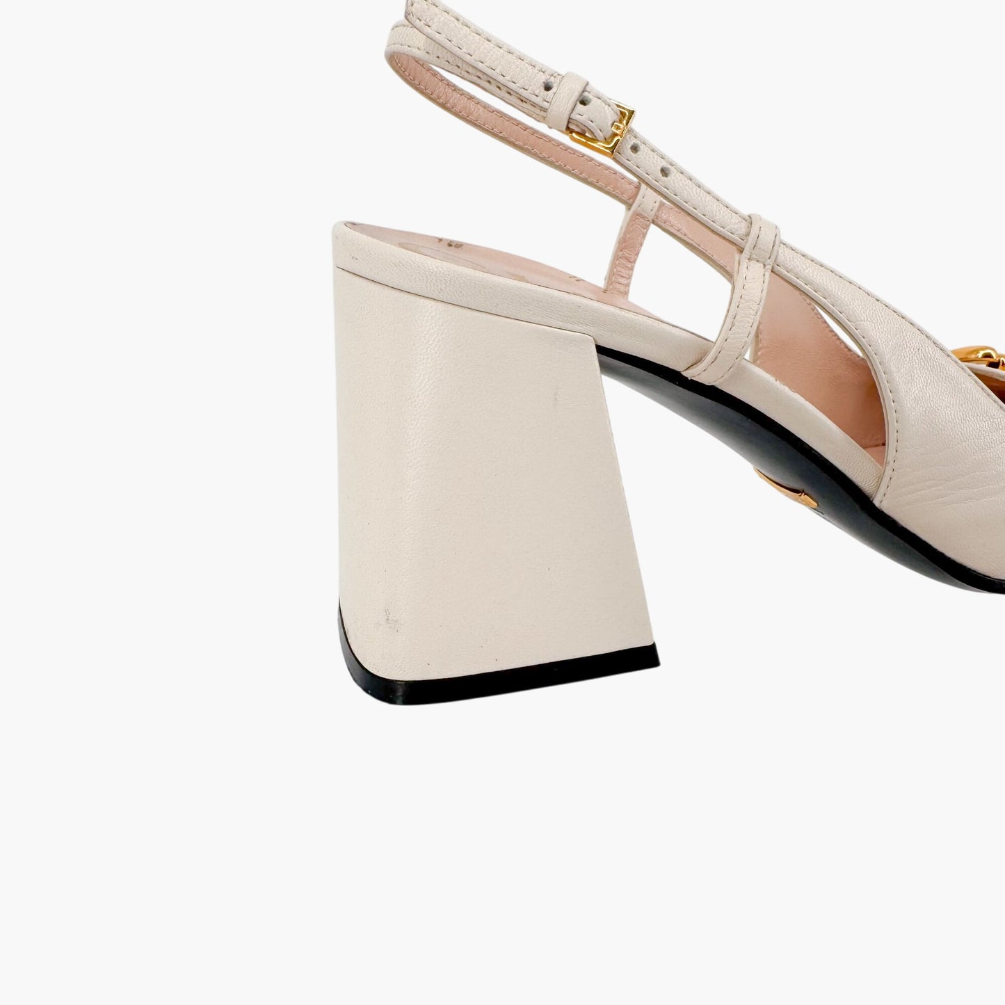 Gucci Baby Horsebit Slingback Pumps in White Leather Size 39.5