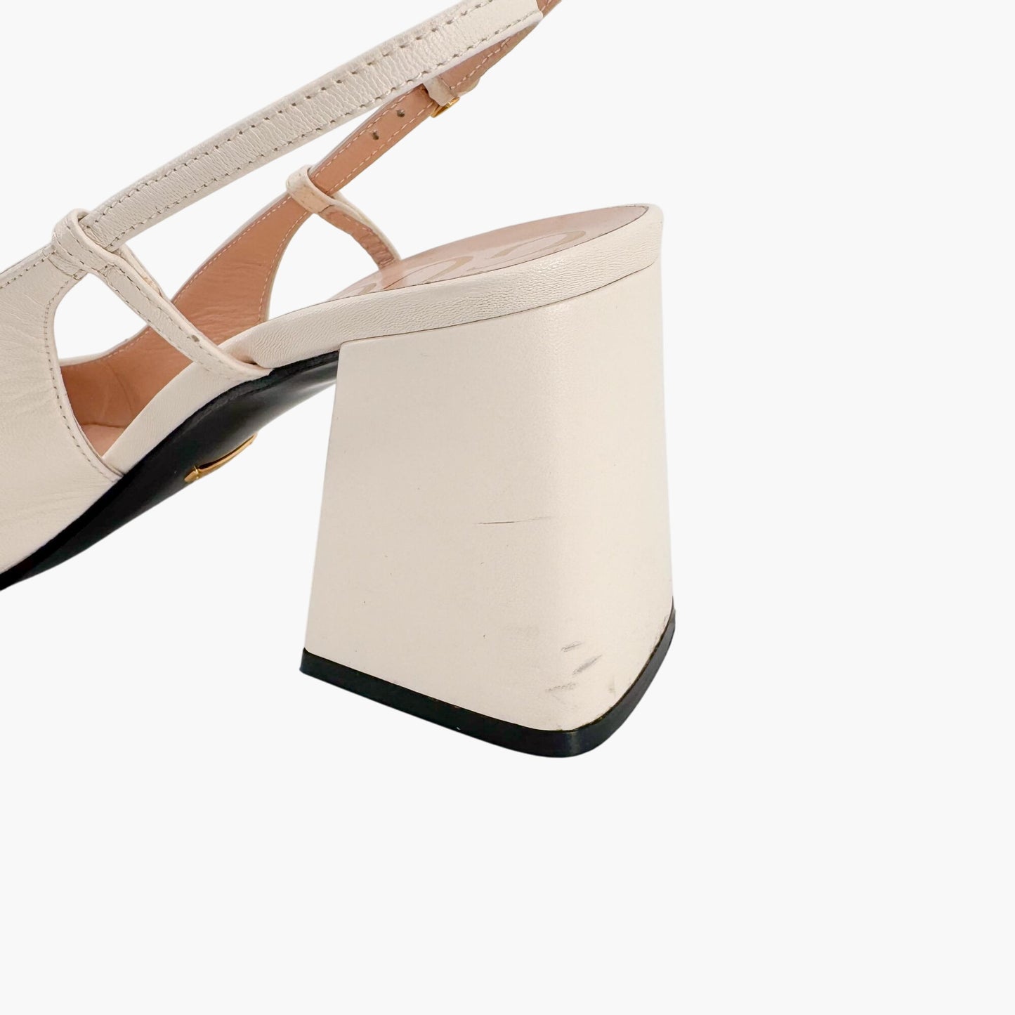 Gucci Baby Horsebit Slingback Pumps in White Leather Size 39.5