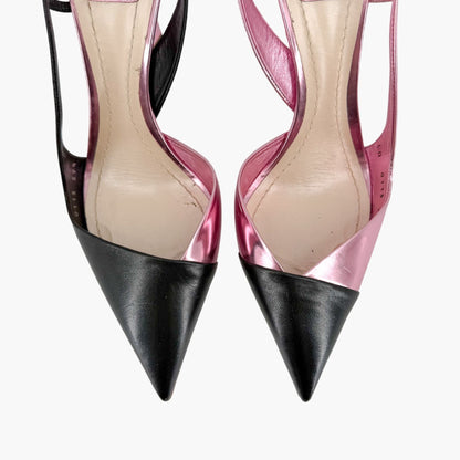 Christian Dior Two Tone Slingback Pumps Pink Black Size 39.5