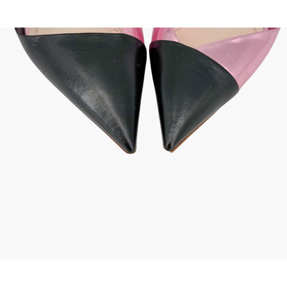 Christian Dior Two Tone Slingback Pumps Pink Black Size 39.5