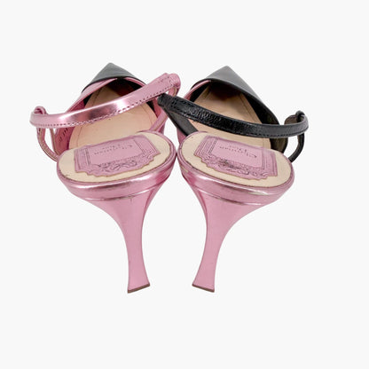 Christian Dior Two Tone Slingback Pumps Pink Black Size 39.5
