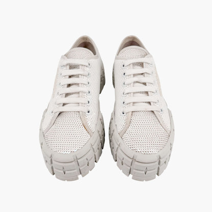 Prada Double Wheel Sequin Platform Sneakers White Size 39