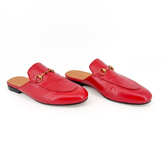 Gucci Princetown Horsebit Leather Mules Red Size 39