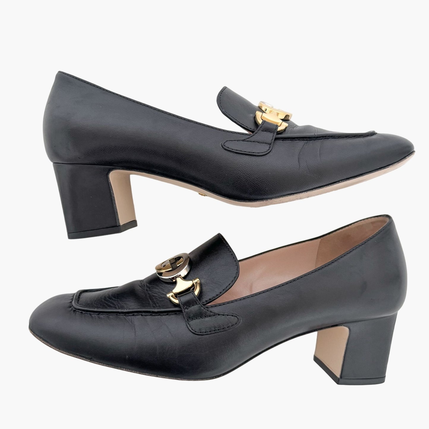 Gucci Zumi GG Loafer Pumps in Black Leather Size 39.5