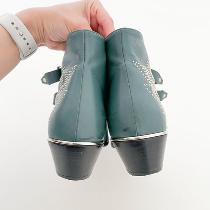 Chloé Susanna Short Boots in Teal Leather Size 40
