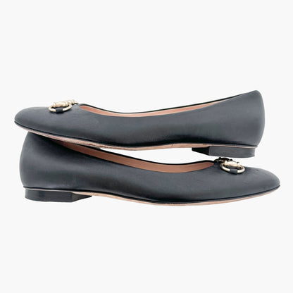 Gucci Horsebit Ballet Flat in Black Leather Size 40.5