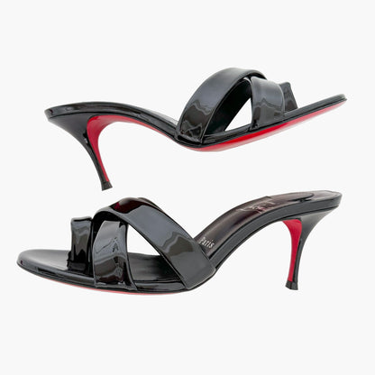 Christian Louboutin Simply Me 70 Sandals in Black Patent Size 37