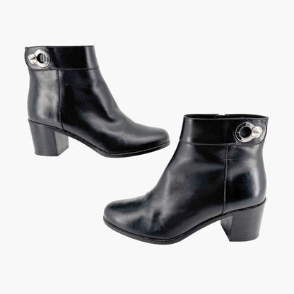 Fendi Stud Ankle Boots in Black Leather Size 38