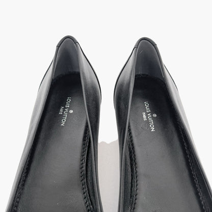 Louis Vuitton Capucine LV Cap Toe Ballet Flat in Black Leather Size 37.5