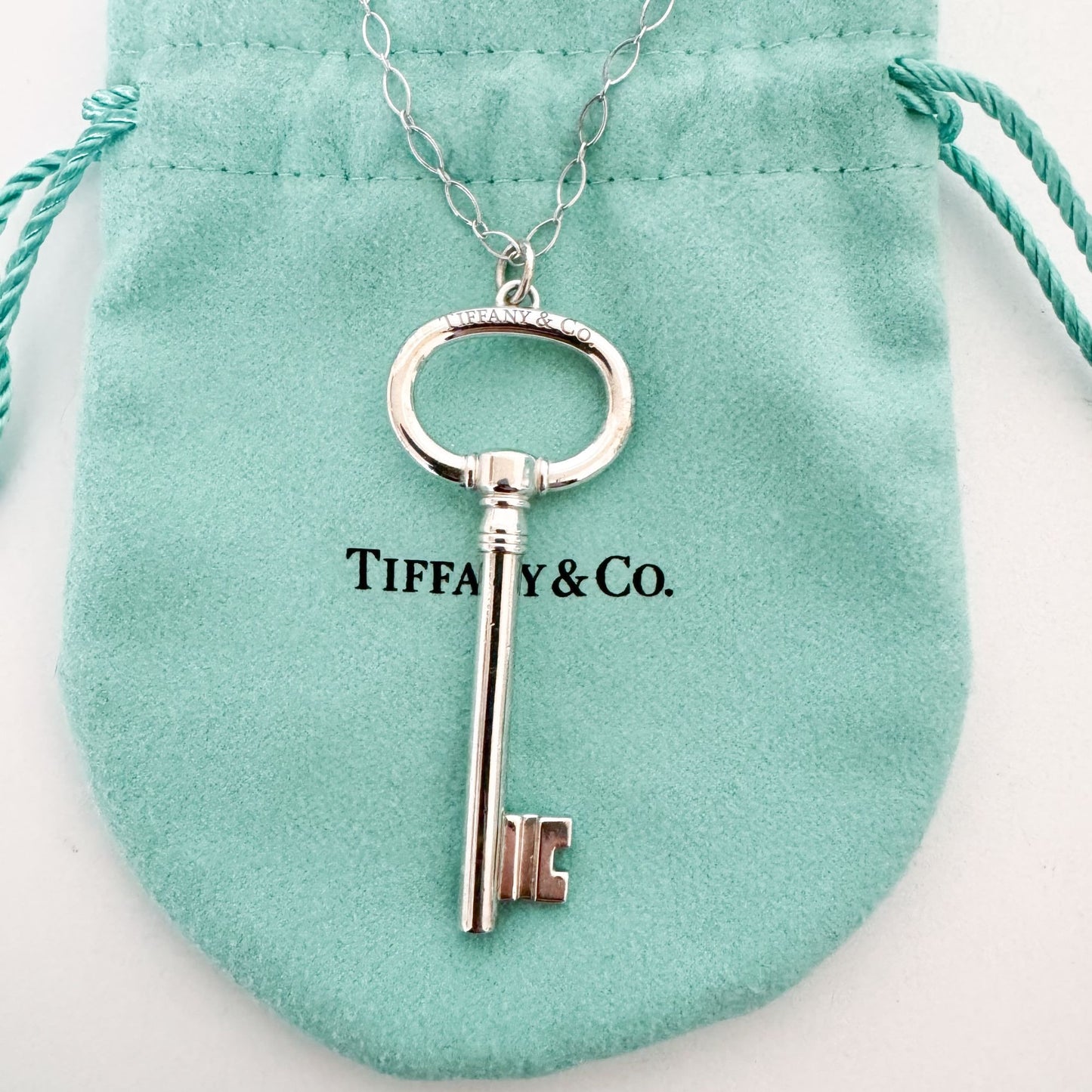 Tiffany & Co. Large Oval Key Pendant Necklace in Sterling Silver