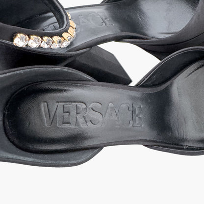 Versace Aevitas Platform Pumps in Black Satin Size 39