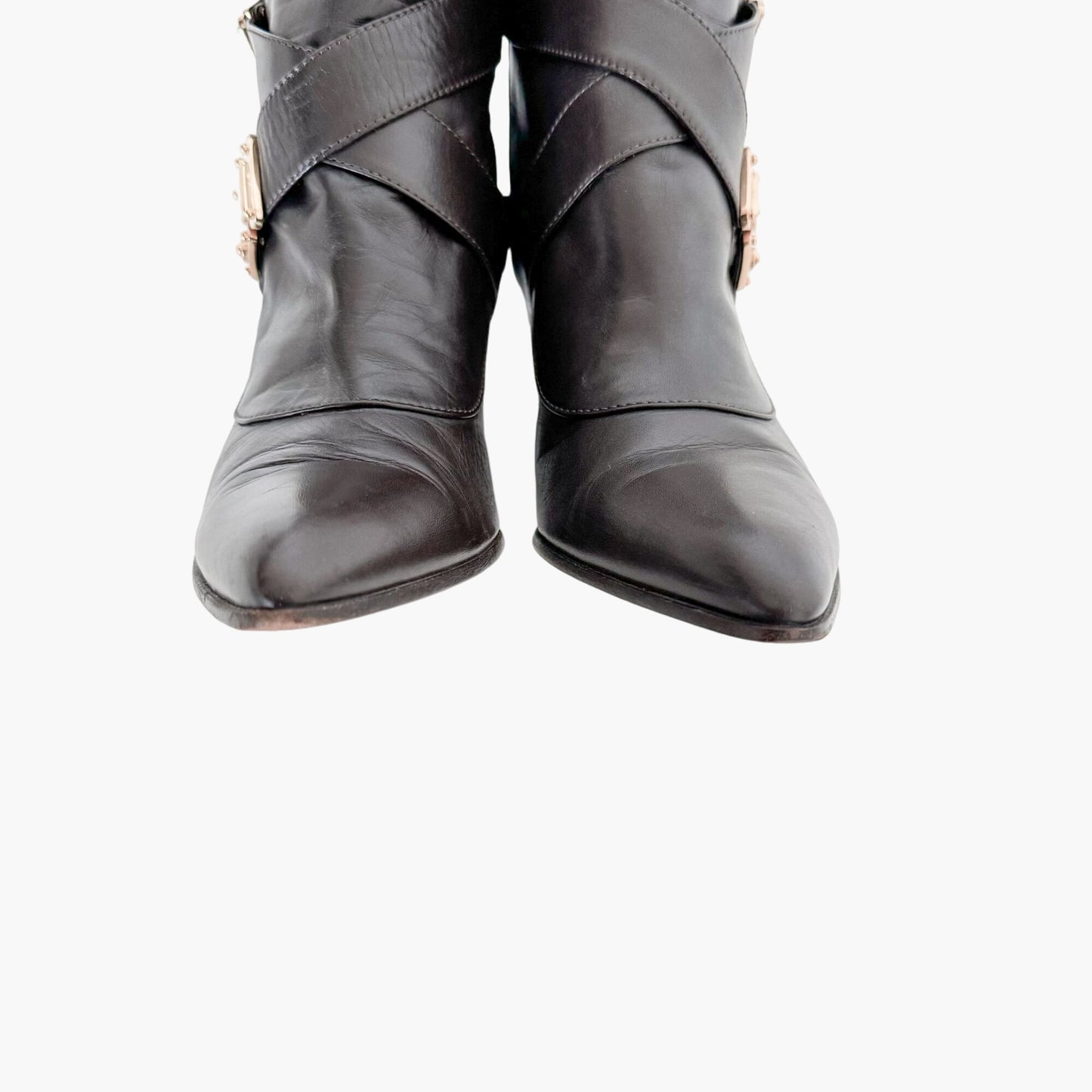 Louis Vuitton Buckle Ankle Boots in Brown Leather Size 37