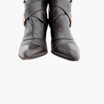 Louis Vuitton Buckle Ankle Boots in Brown Leather Size 37