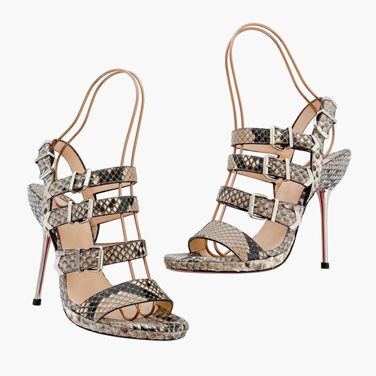 Christian Louboutin Funky 120 Sandals in Snake Print Size 37.5