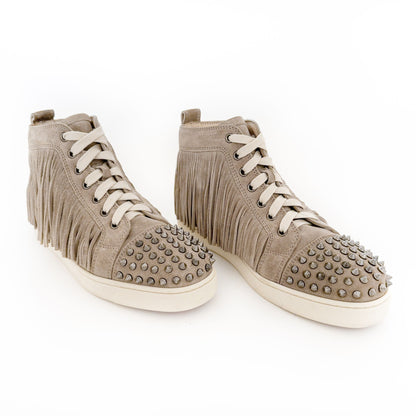 Christian Louboutin Coachelita Spikes Flat Sneakers in Beige Suede Size 39