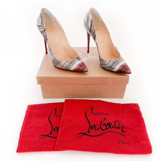 Christian Louboutin Pigalle Follies 100 Pumps in Multi Patent Agathe Size 38.5