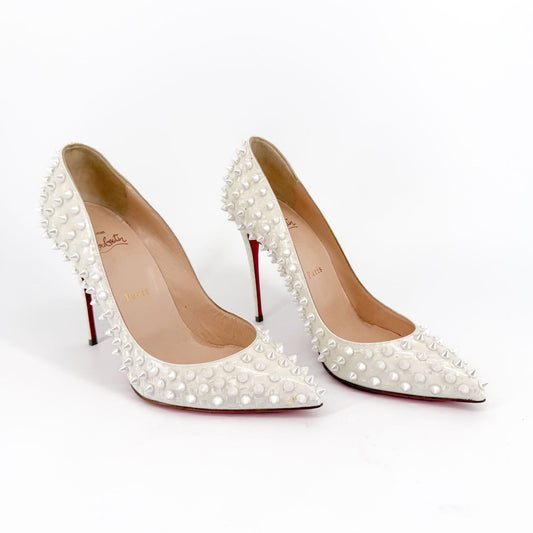 Christian Louboutin Pigalle Follies Spikes White Size 38.5