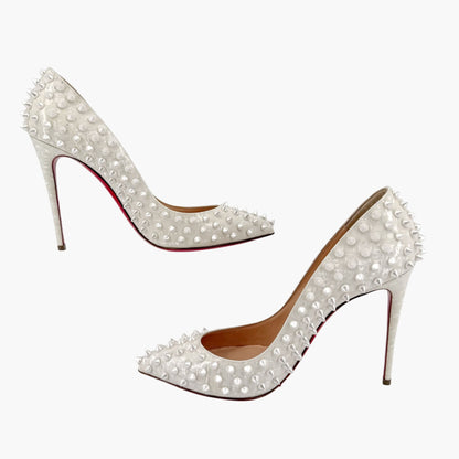 Christian Louboutin Pigalle Follies Spikes White Size 38.5