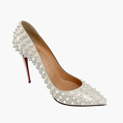 Christian Louboutin Pigalle Follies Spikes White Size 38.5