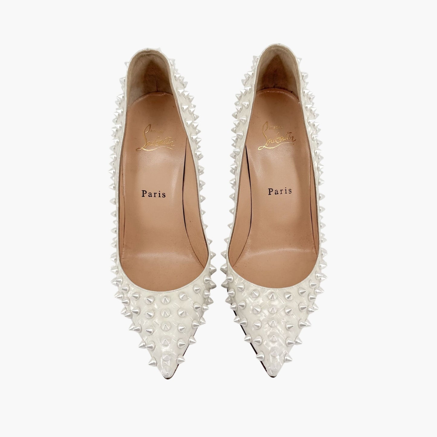 Christian Louboutin Pigalle Follies Spikes White Size 38.5
