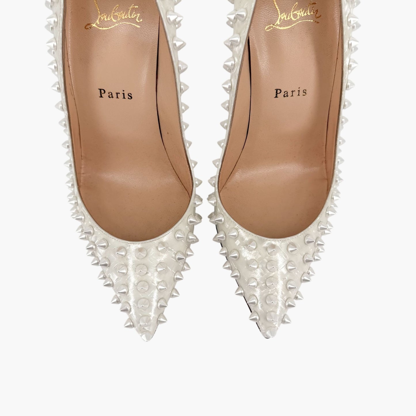 Christian Louboutin Pigalle Follies Spikes White Size 38.5