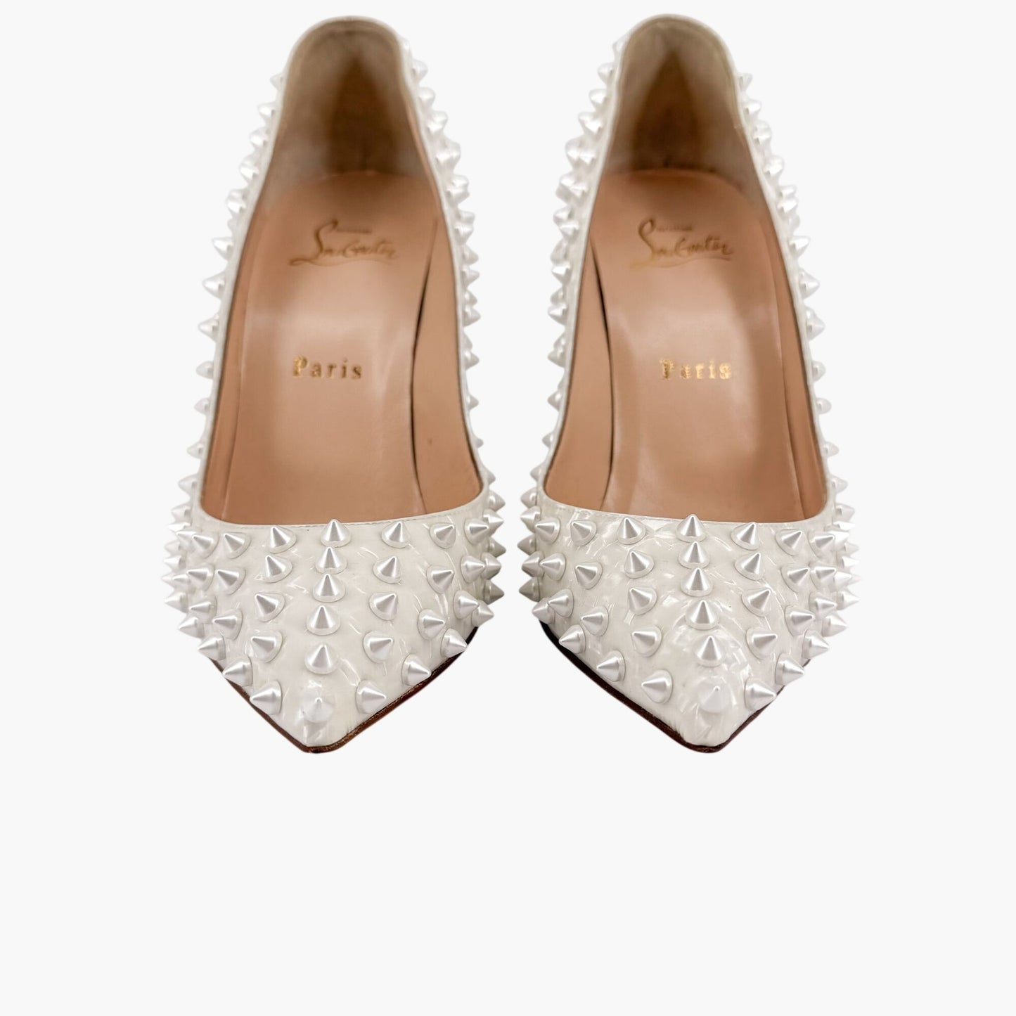 Christian Louboutin Pigalle Follies Spikes White Size 38.5