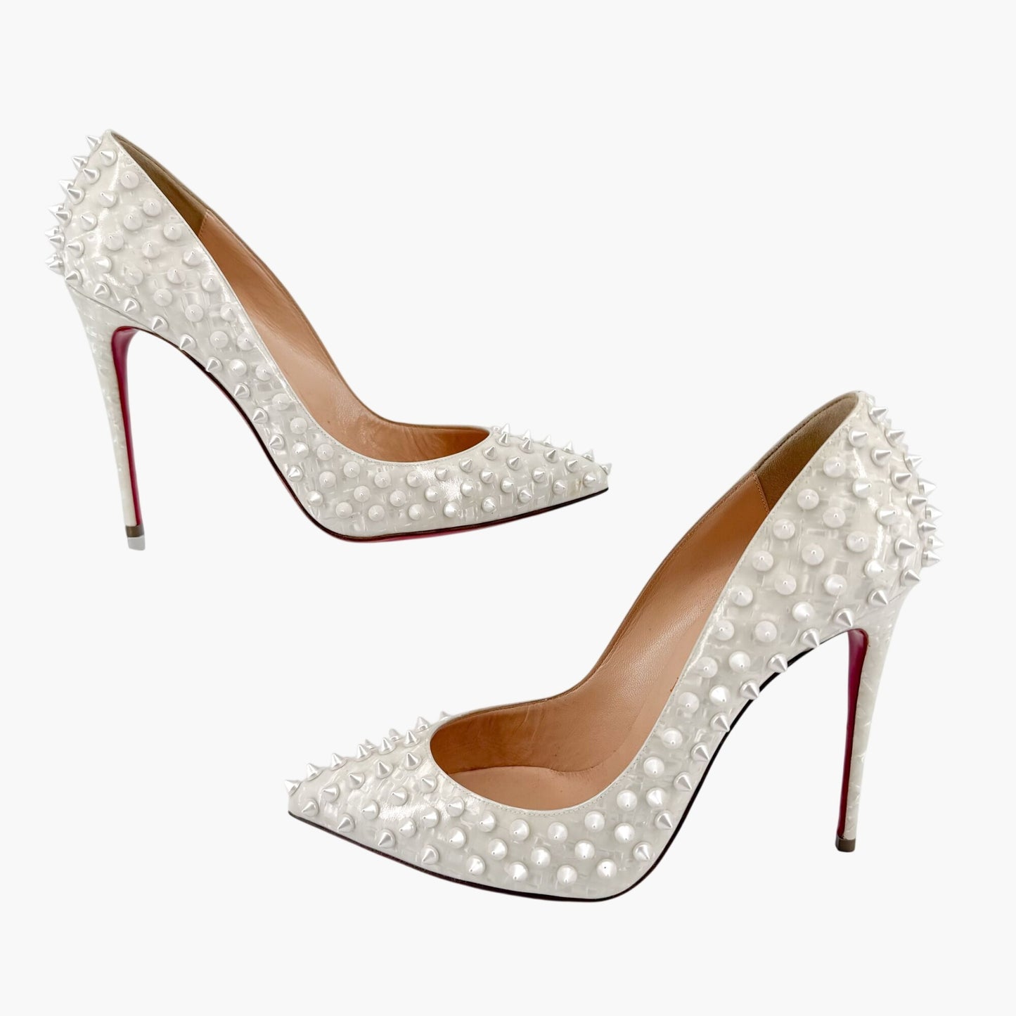 Christian Louboutin Pigalle Follies Spikes White Size 38.5