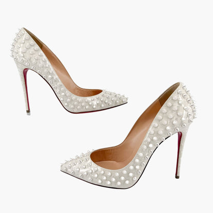 Christian Louboutin Pigalle Follies Spikes White Size 38.5