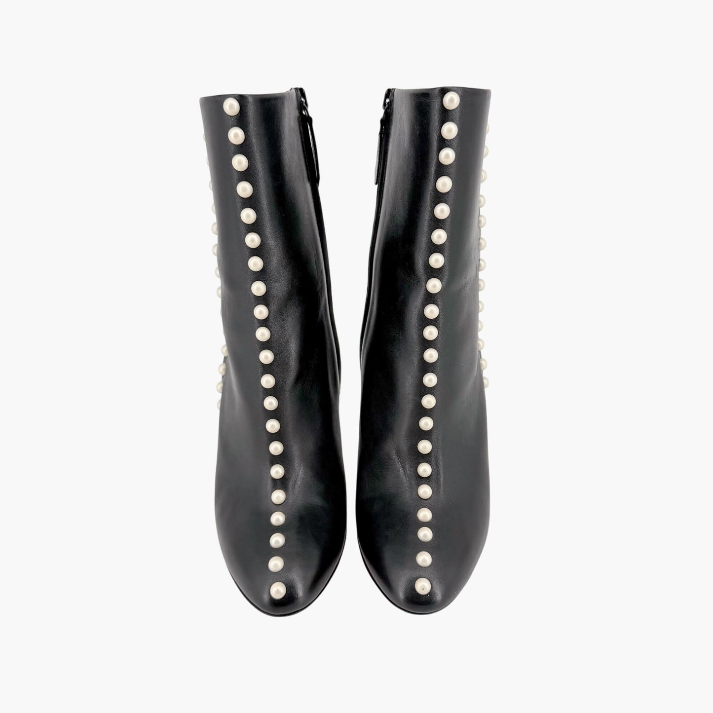 Aquazzura Follie Pearl Leather Ankle Boots Black Size 37