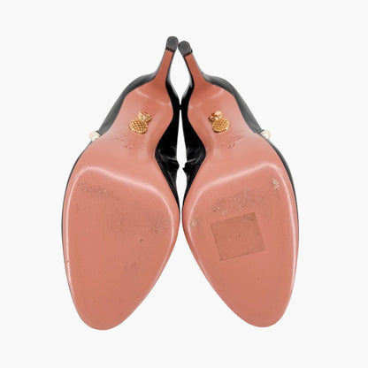 Aquazzura Follie Pearl Leather Ankle Boots Black Size 37