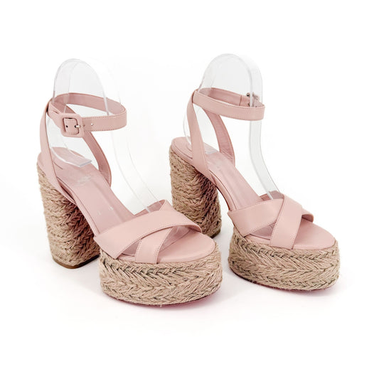 Christian Louboutin Super Mariza 130 Espadrille Sandals Pink Size 38