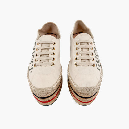 Gucci Lilibeth Platform Espadrille Sneakers in Beige Canvas – Size 37