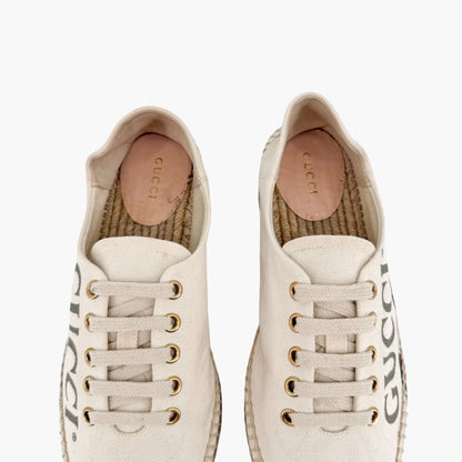 Gucci Lilibeth Platform Espadrille Sneakers in Beige Canvas – Size 37