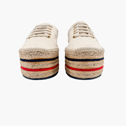 Gucci Lilibeth Platform Espadrille Sneakers in Beige Canvas – Size 37