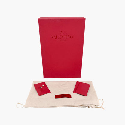 Valentino Rockstud Block Heel Sandals in Red Leather Size 39.5