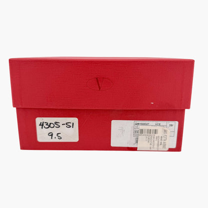 Valentino Rockstud Block Heel Sandals in Red Leather Size 39.5