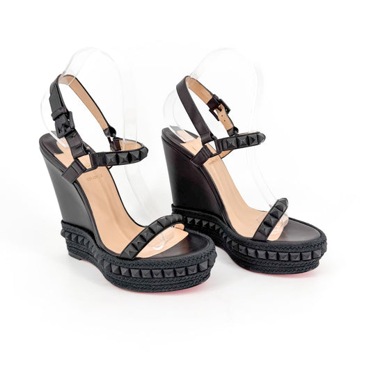 Christian Louboutin Cataclou 140 Spike Wedge Sandals Black Size 39